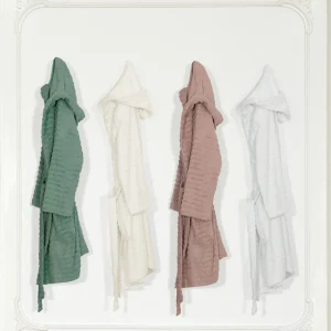 Accappatoio Donna nuacotton rigato jacquard 400gr con cappuccio