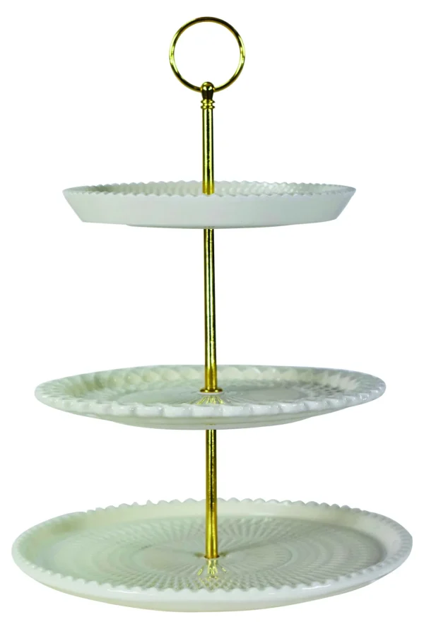 Alzatina per dolci 3 pianiu00a0 in porcellana lavorata a mano