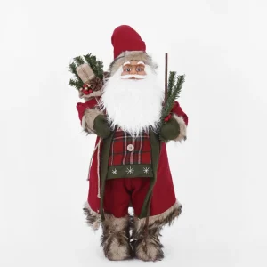 Babbo Natale in piedi con sacco portadoni, in poliresina.