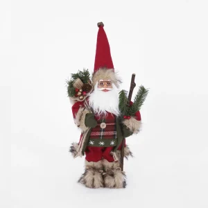 Babbo Natale in piedi con sacco portadoni, in poliresina.