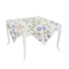 CENTROTAVOLA IN LINO E COTONE CON STAMPA FLOREALE E PIZZO APPLICATO