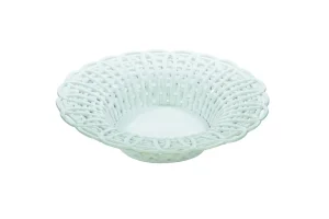 Cestino/Piatto Porcellana lavorato ad intreccio