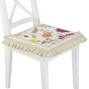 Coppia coprisedie con stampa all over, tramezzo e frill - LAVORATO A MANOrnDimensioni: cm 40x40rn100% cotone