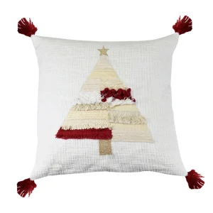 Copricuscino in cotone con ricamo