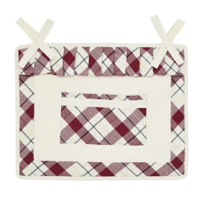 Copriforno con doppio bordo applicato a quadri e filo lurex oro