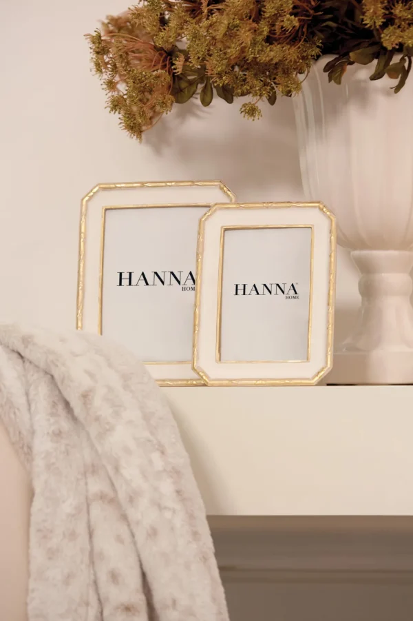 Cornice Portafoto bianca con finiture in oro antico