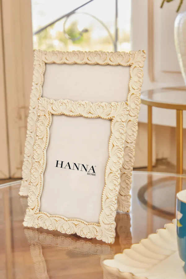Cornice Portafoto bianco antico con finiture in oro