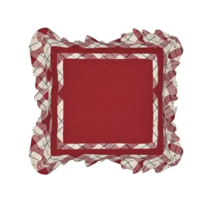 Cuscino du2019arredo con zip con doppio bordo applicato a quadri e filo lurex oro