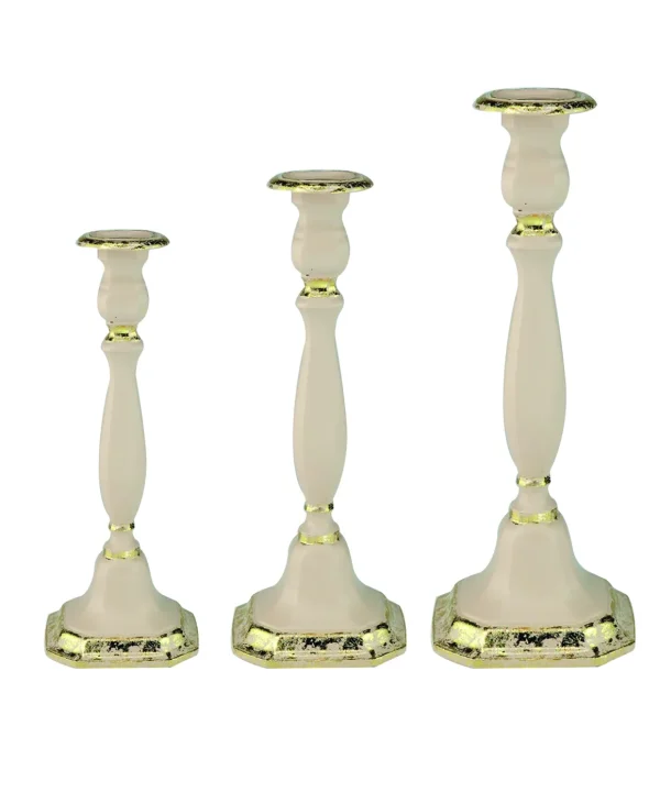 Il Portacandela Retru00f2 rosa cipria con profili oro