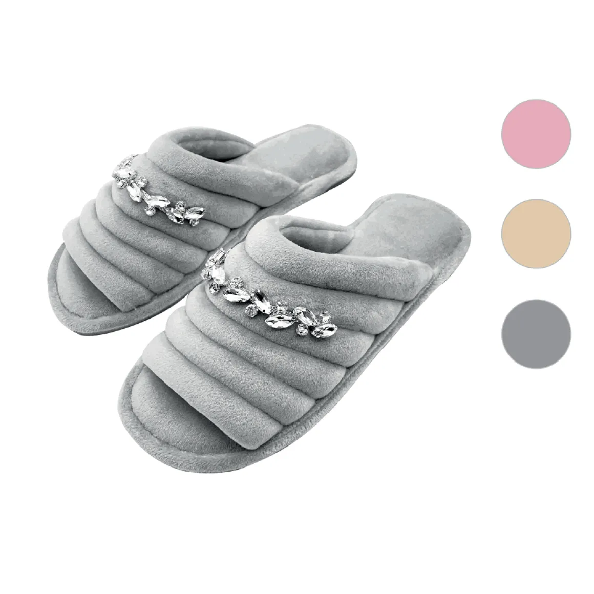 pantofole_donna_antiscivo_1-9.webp Pantofole donna antiscivolo con pietrine a foglia applicate, disponibile in diversi colori e misure.