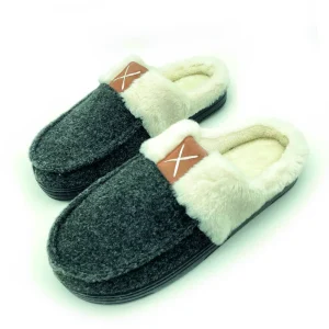 Pantofole uomo invernali bicolore, in pelliccia disponibile in diversi colori e taglie.