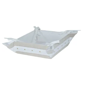 Portapane in lino con ricamo punto a giorno