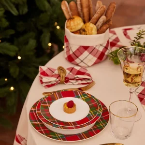 Portapane/portacialde a quadri con lurex oro