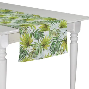 RUNNER IN LINO E COTONE CON STAMPA STILE GIUNGLA