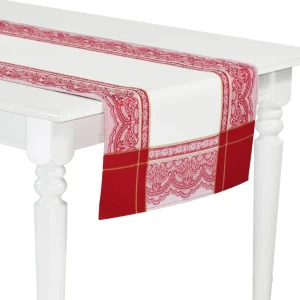 Runner jacquard piazzato con filato lurex disponibile in 2 varianti colore