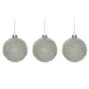 Set 3 addobbi sfera in vetro con perline 8 cm