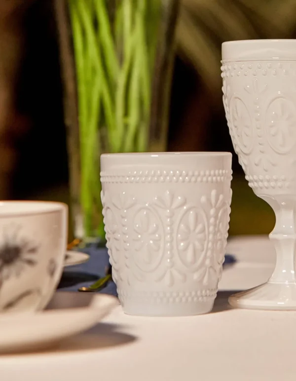 Set 2 Bicchieri lavorazione a rilievo opalina