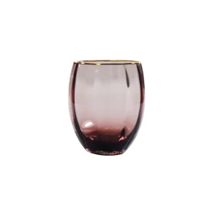 Set 2 bicchieri vetro fumu00e8 rosa con profilo oro