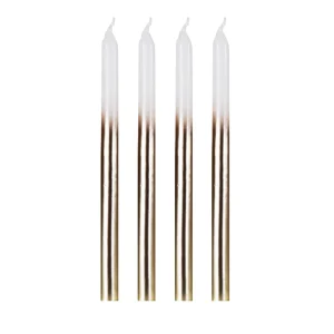 Set 4 pezzi Candele di Natale oro e bianco