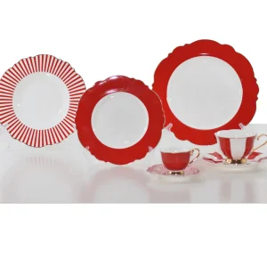 Set 3 Pezzi Piatti Porcellana New Bone China profilo oro