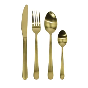 Set 4 pezzi posate in acciaio inox con finitura oro opaco