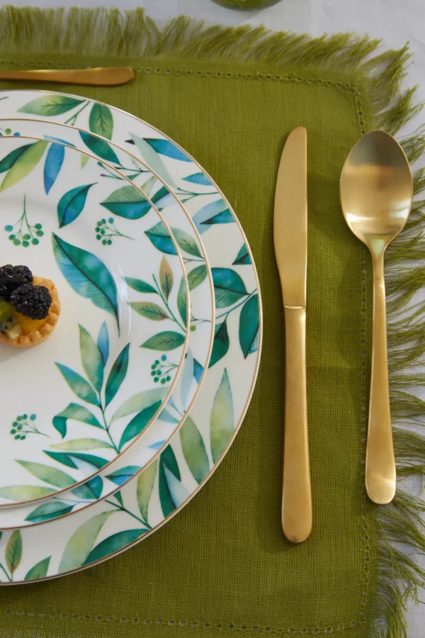 Set 4 pezzi posate in acciaio inox con finitura oro opaco