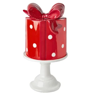 Set 2 pz alzata rotonda/quadrata piu00f9 pacco regalo, in ceramica.