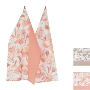 Set 2 strofinacci in lino e cotone con stampa floreale