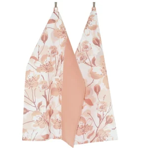 Set 2 strofinacci in lino e cotone con stampa floreale