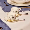 Set 4 tazze da caffu00e8 Porcellana New Bone China decoro floreale nero