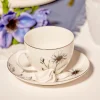 Set 2 tazze da thu00e8 Porcellana New Bone China decoro floreale nero