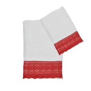 Set bagno asciugamano+ospite in due varianti (rosso/bianco)