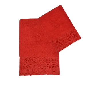 Set bagno asciugamano+ospite in due varianti (rosso/bianco)