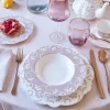 Set Piatti Porcellana New Bone China decoro floreale cipria