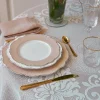 Set Piatti Porcellana New Bone China bianco e naturale con profilo oro
