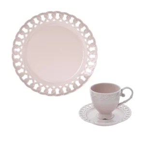 Set 3pz dessert/thu00e8 in porcellana disponibile in 3 colori