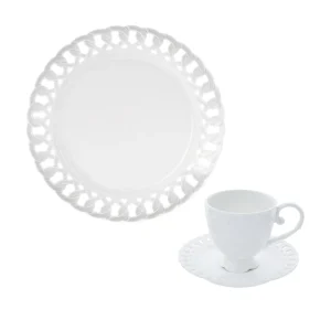 Set 3pz dessert/thu00e8 in porcellana disponibile in 3 colori