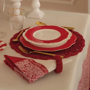 Set 4pz legatovagliolo in perline rosse