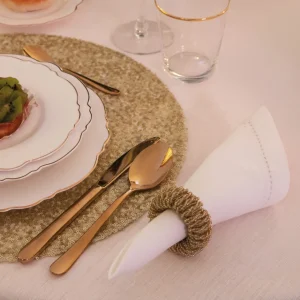 Set 4pz legatovagliolo in perline oro