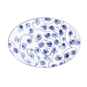 Set 2pz piatti da portata/vassoi ovali Clare con dipinto floreale contemporaneo