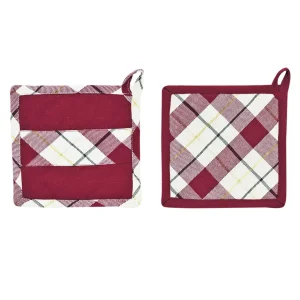 Set 2pz presine a quadri con bordo tinta unita