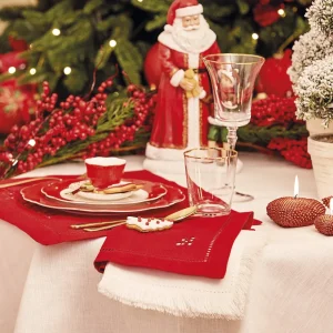 Set 6pz tovaglioli rossi ricamati a mano