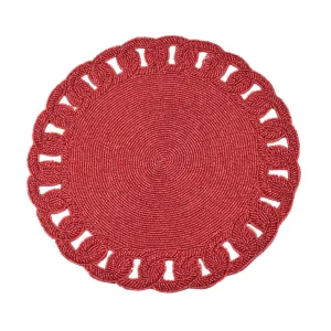 Sottopiatto in perline rosse con bordo traforato
