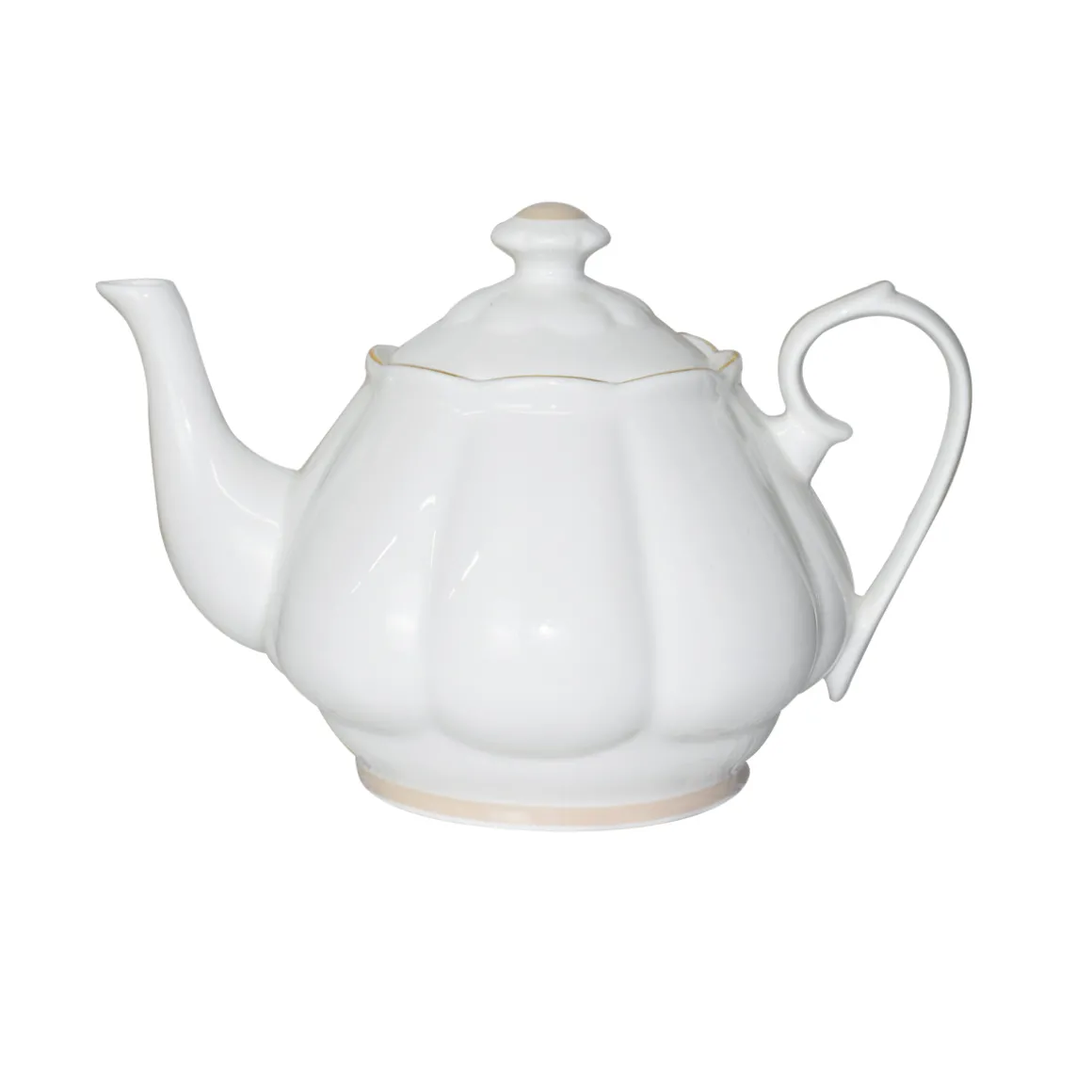 teiera_porcellana_eleganc_1.webp Teiera Porcellana Elegance New Bone China bianco e naturale con profilo oro
