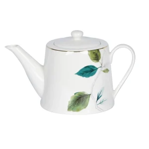 Teiera Versailles con profilo oro eu00a0 dipinto di fiori di tiglio e foglie