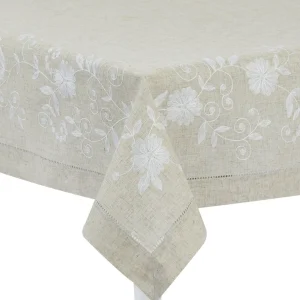 Tovaglia con ricamo orlo a giorno disponibile in 2 varianti di colore