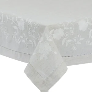 Tovaglia con ricamo orlo a giorno disponibile in 2 varianti di colore