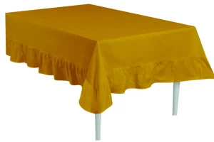 Tovaglia panama tinta unita con grande frill disponibile in 12 varianti colore