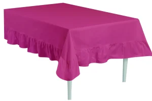 Tovaglia panama tinta unita con grande frill disponibile in 12 varianti colore