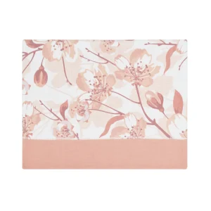 Tovaglietta americana in lino e cotone con stampa floreale ed orlo a giorno